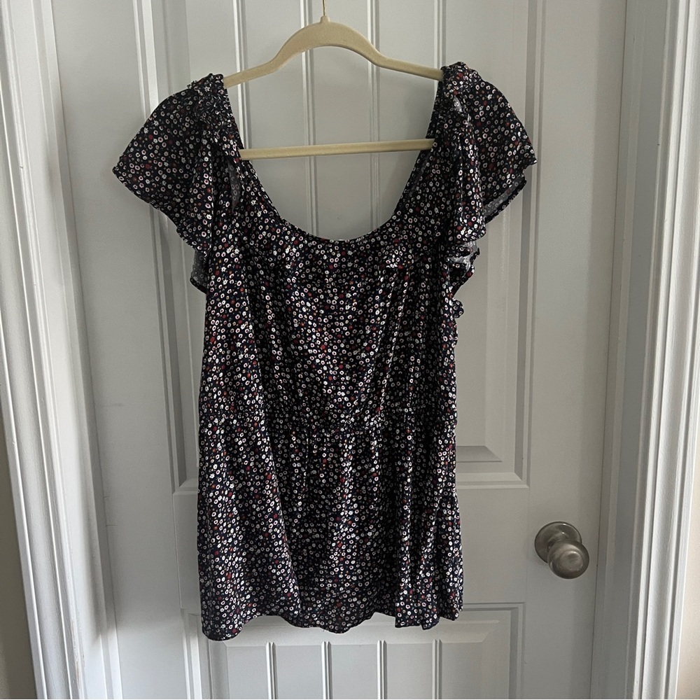 Maurice’s navy blue floral peasant top - Picture 6 of 8
